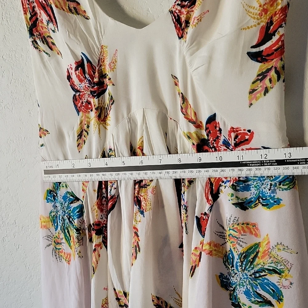 Free People Women Mini White and Red Floral Dress Size XS